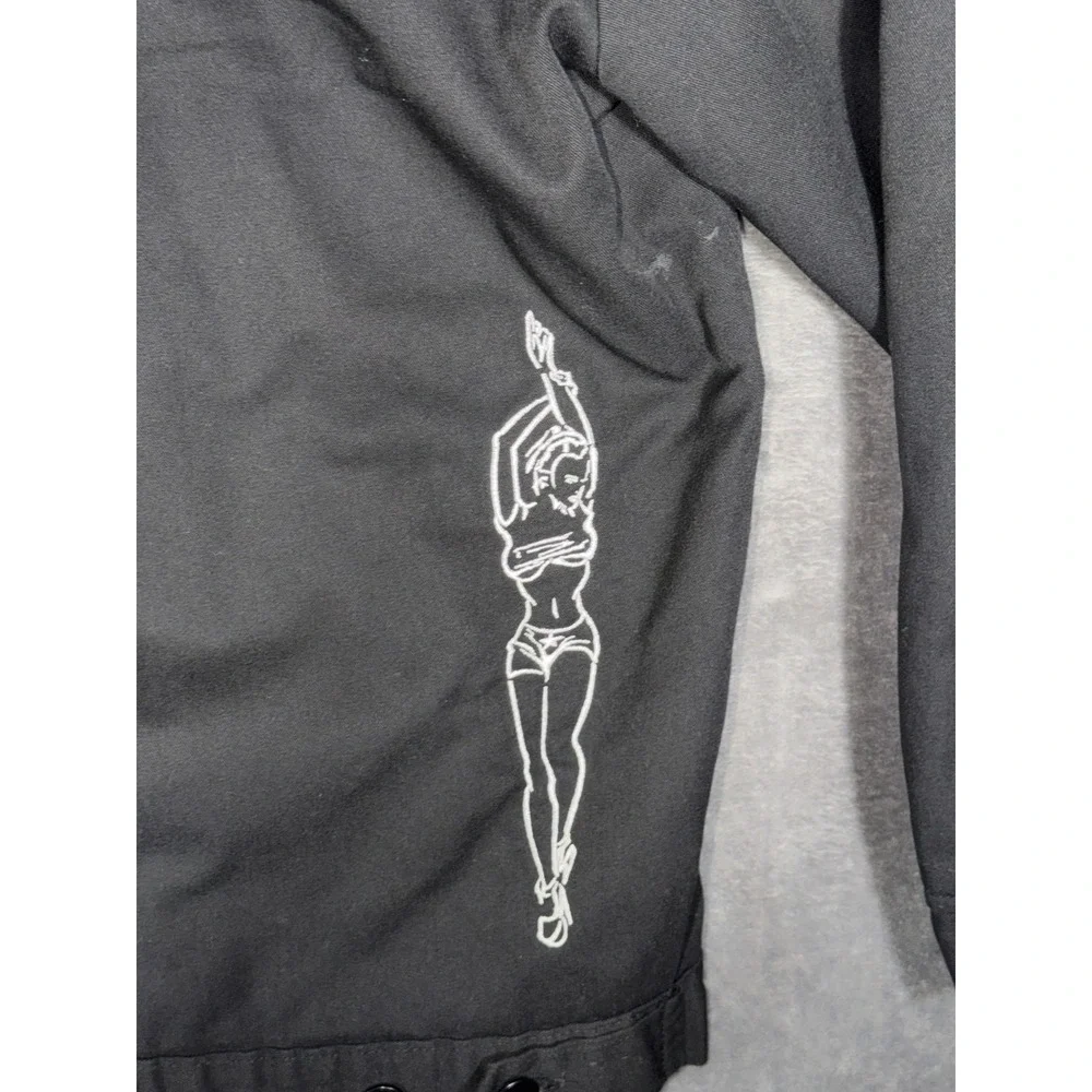 Dickies Mens Filth Industries Embroidered Work Jacket Black M-LN Pinup Bomber